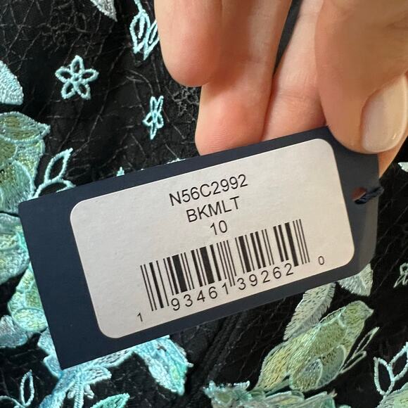 Marchesa Notte Embroidered Sheath Dress green black size 10 C8 - Picture 4 of 7